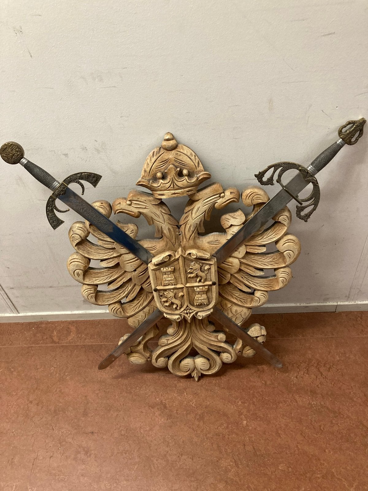 Middeleeuws wandpaneel, Antiek en Kunst, Ophalen, Overige onderwerpen, 50 - 100 cm, Handgemaakt