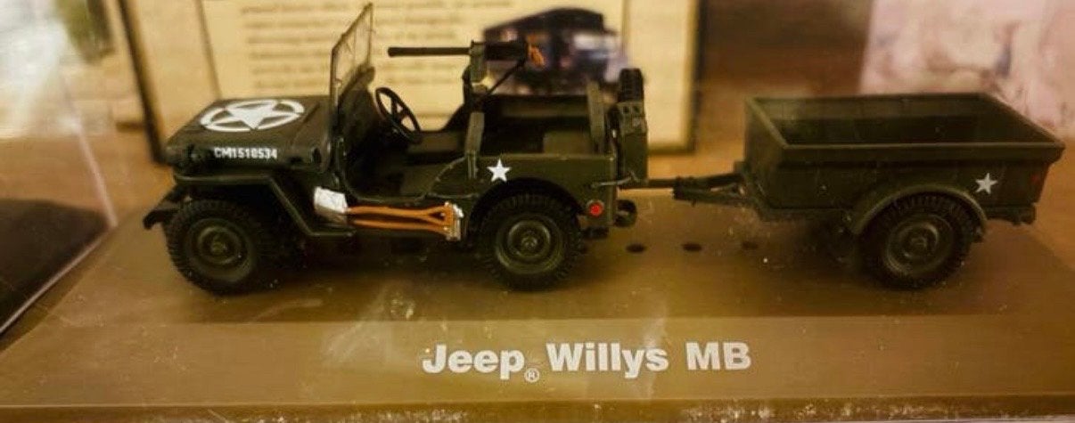 Jeep Willys MB schaalmodel met aanhanger, Overige merken, Auto, 1:32 tot 1:50, Ophalen of Verzenden