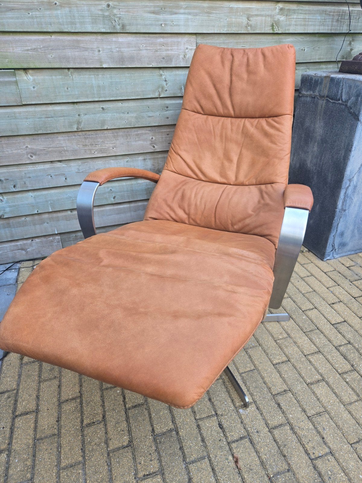 Sta-op Humberto Prominent Stoere "Vintage" cognac Leder XL, Huis en Inrichting, Fauteuils, Ophalen, Zo goed als nieuw