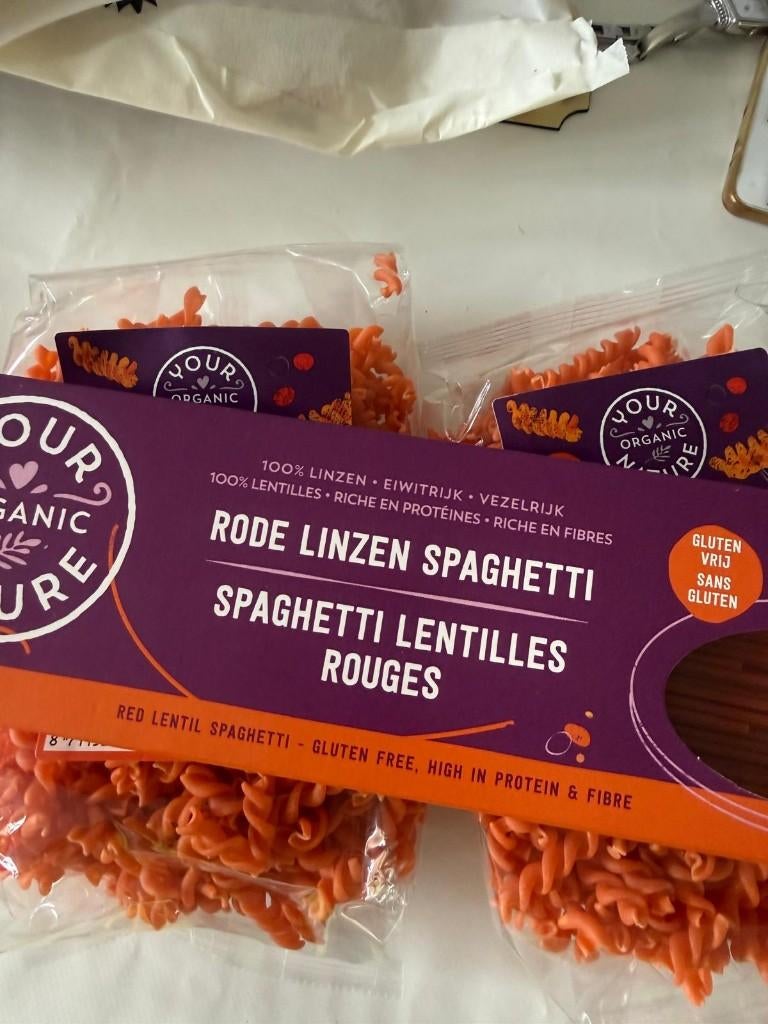 Rode linzen fusilli (bio) 250 gram, Ophalen