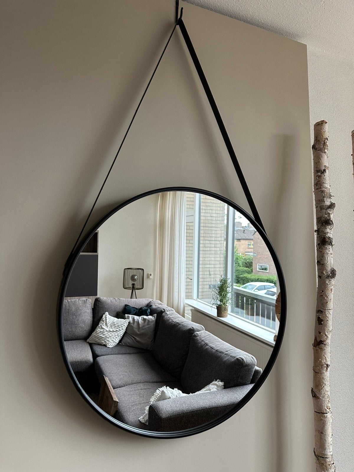 Zwarte spiegel, Huis en Inrichting, Woonaccessoires | Spiegels, Ophalen, Minder dan 50 cm, Zo goed als nieuw, Minder dan 100 cm