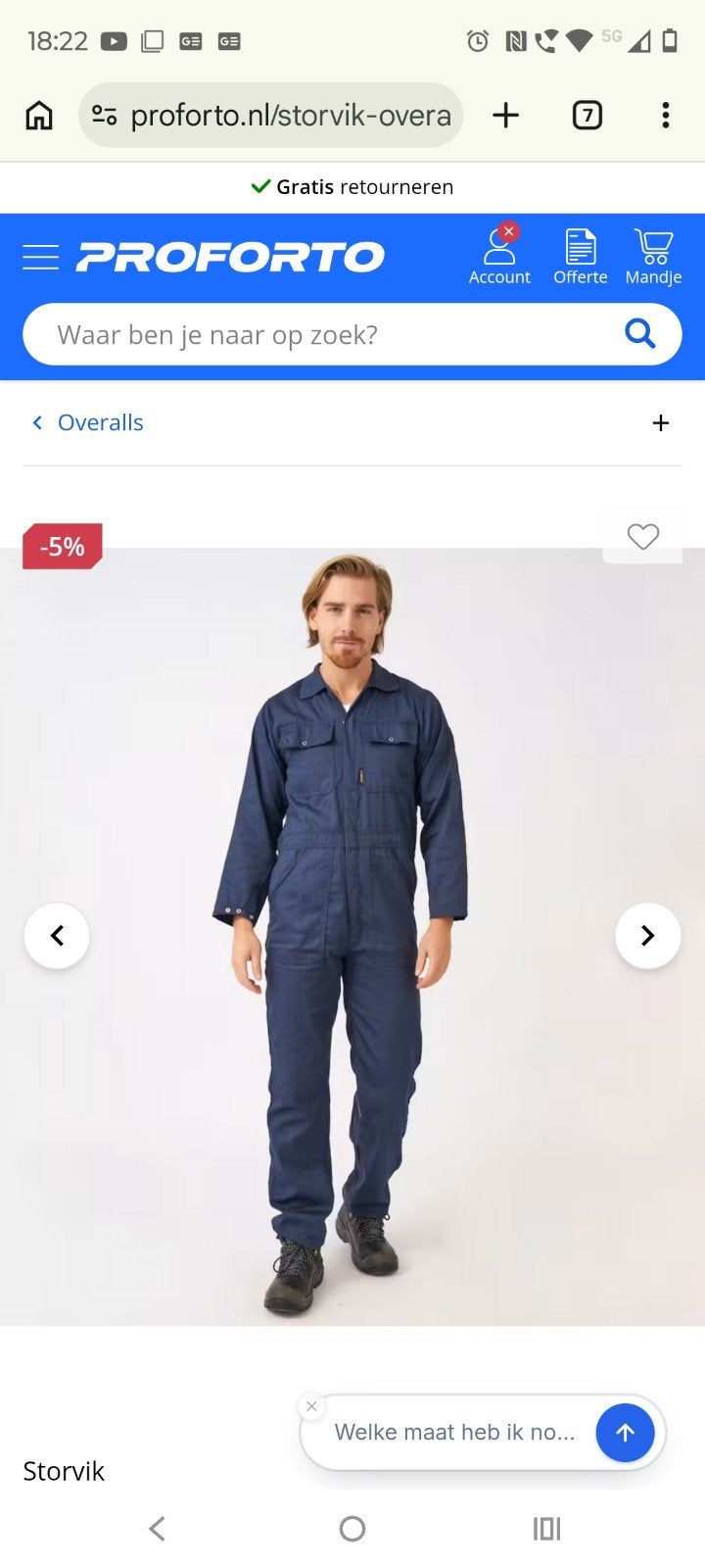 Nieuwe Storvik Thomas 1801 Overall - Maat 48, Navy, Ophalen of Verzenden, Nieuw, Storvik