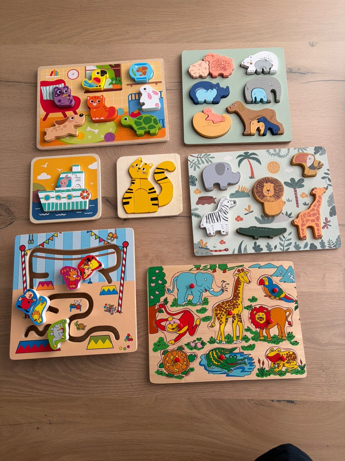 Zeven houten puzzels, Kinderen en Baby's, Ophalen, Gebruikt