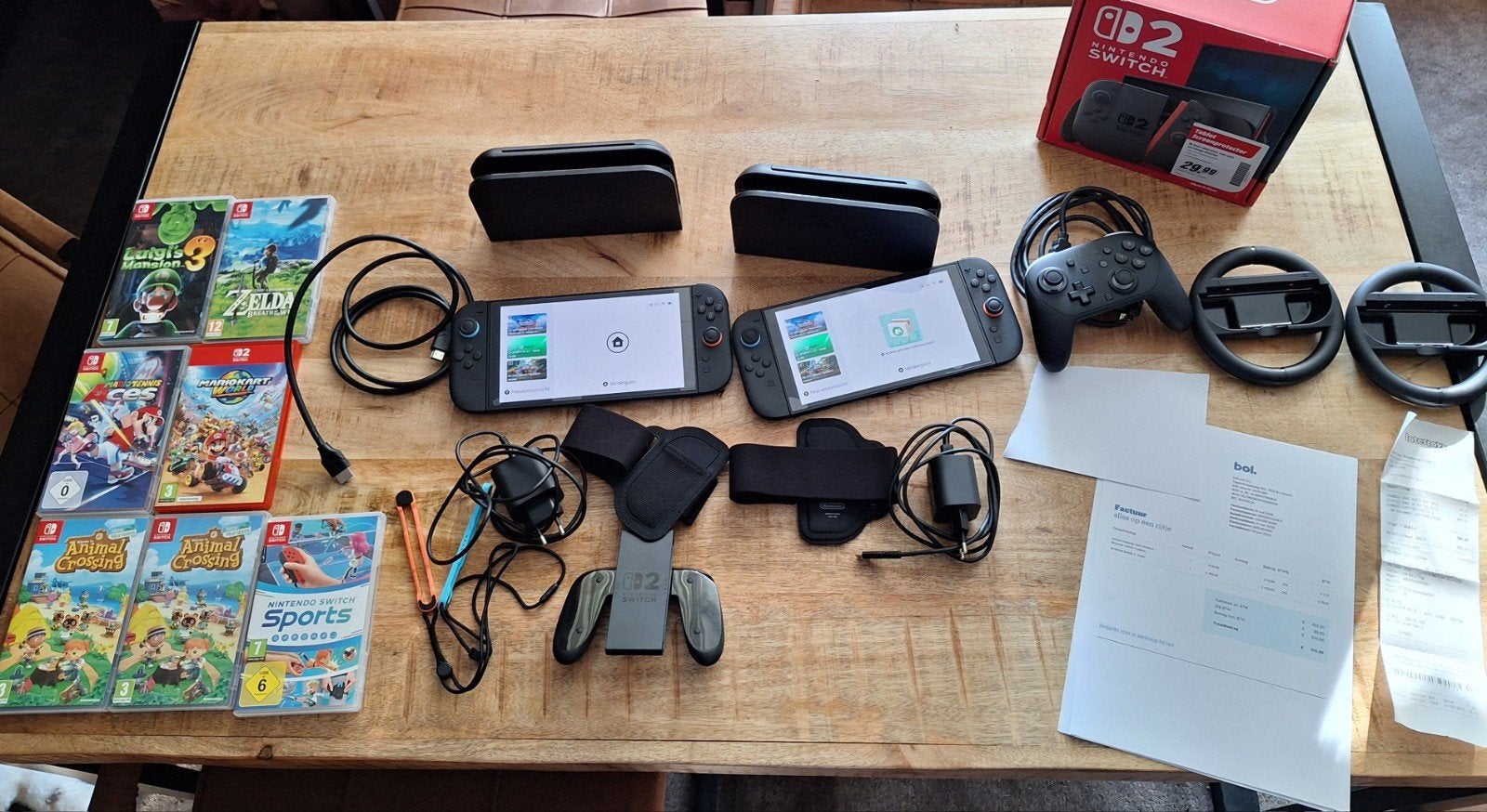 2 x Switch 2 van eind mei, incl. veel toebehoren, Switch OLED, Met games, Met 2 controllers, Ophalen of Verzenden