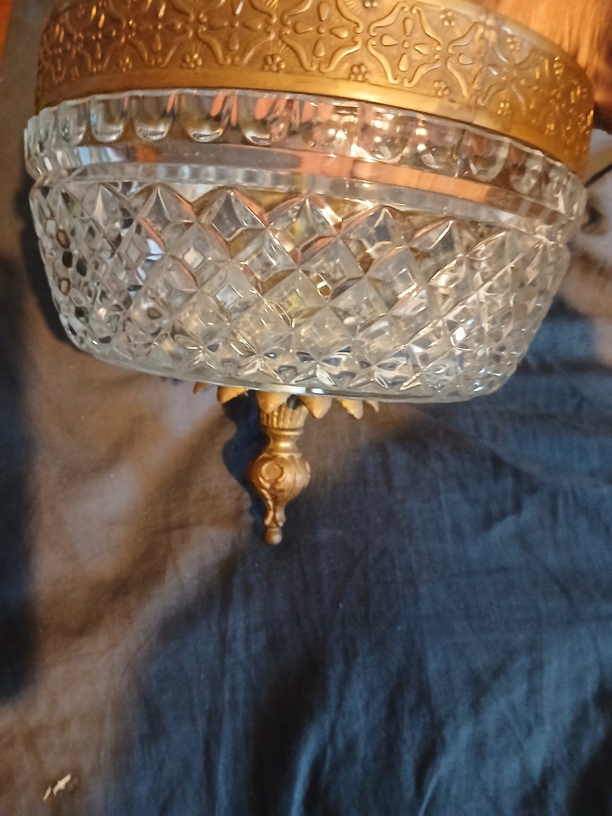 plafonnière plafondlamp koper glas antiek, Ophalen of Verzenden, Glas
