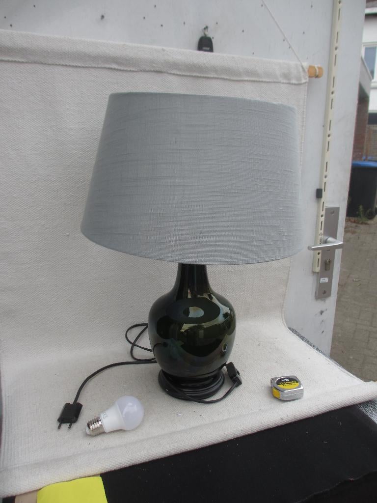 Vintage groene keramieken tafellamp jaren 60/70, Ophalen of Verzenden, Gebruikt, Overige materialen, 50 tot 75 cm