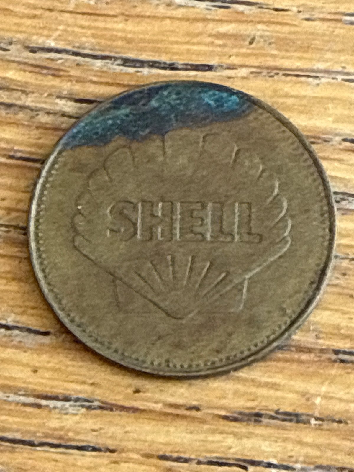 Oude Shell Munt - Vintage Reclame Token, Ophalen of Verzenden, Overige materialen, Buitenland