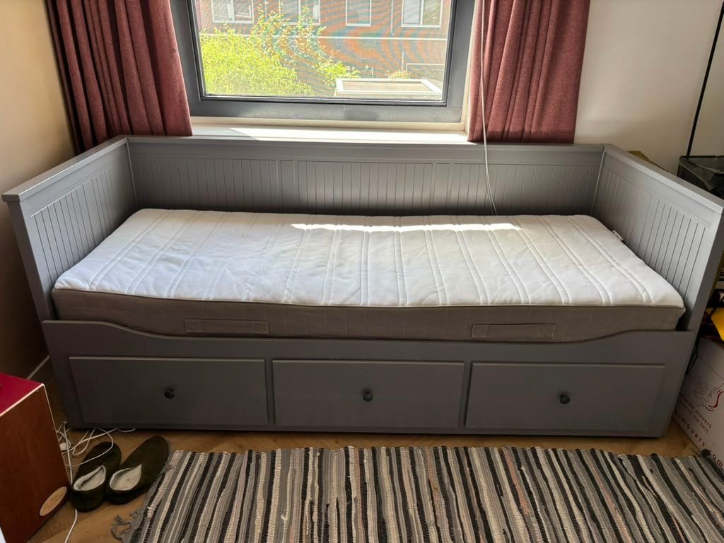 IKEA HEMNES Bedbank 200x80 uitschuifbaar naar 2-persoons, Ophalen, Gebruikt, Eenpersoons, 80 cm