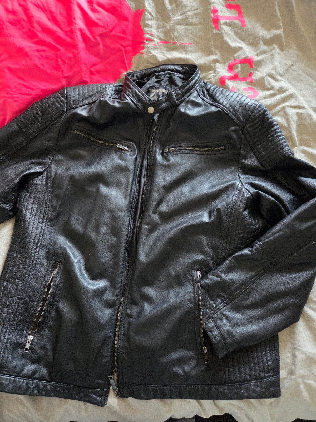 Zwart leren herenjack - AIM - Maat 5XL/60, Zwart, AIM, Overige maten, Ophalen of Verzenden