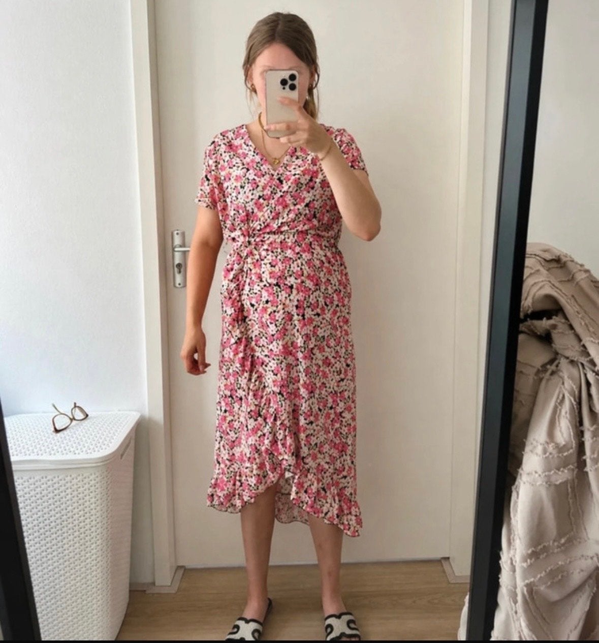 Mooie roze bloemenjurk van Pescara, maat M, Kleding | Dames, Jurken, Maat 38/40 (M), Ophalen of Verzenden, Zo goed als nieuw, Roze