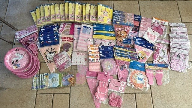 Groot pakket baby B geboorteversiering meisje - Nieuw, Ophalen of Verzenden, Nieuw