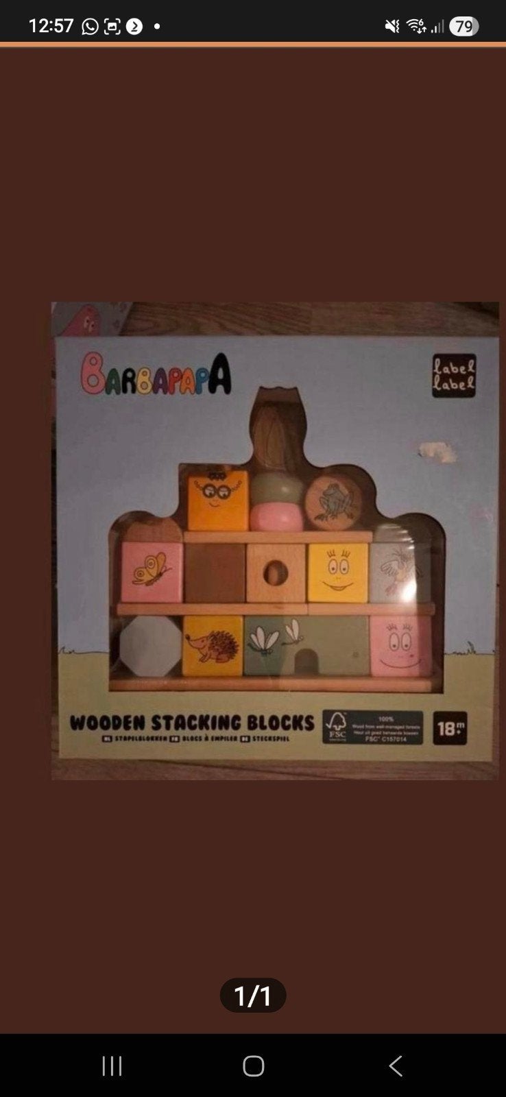 Barbapapa Houten Stapelblokken - Nieuw in doos, Overige merken, Onbekend, Nieuw, Label Label