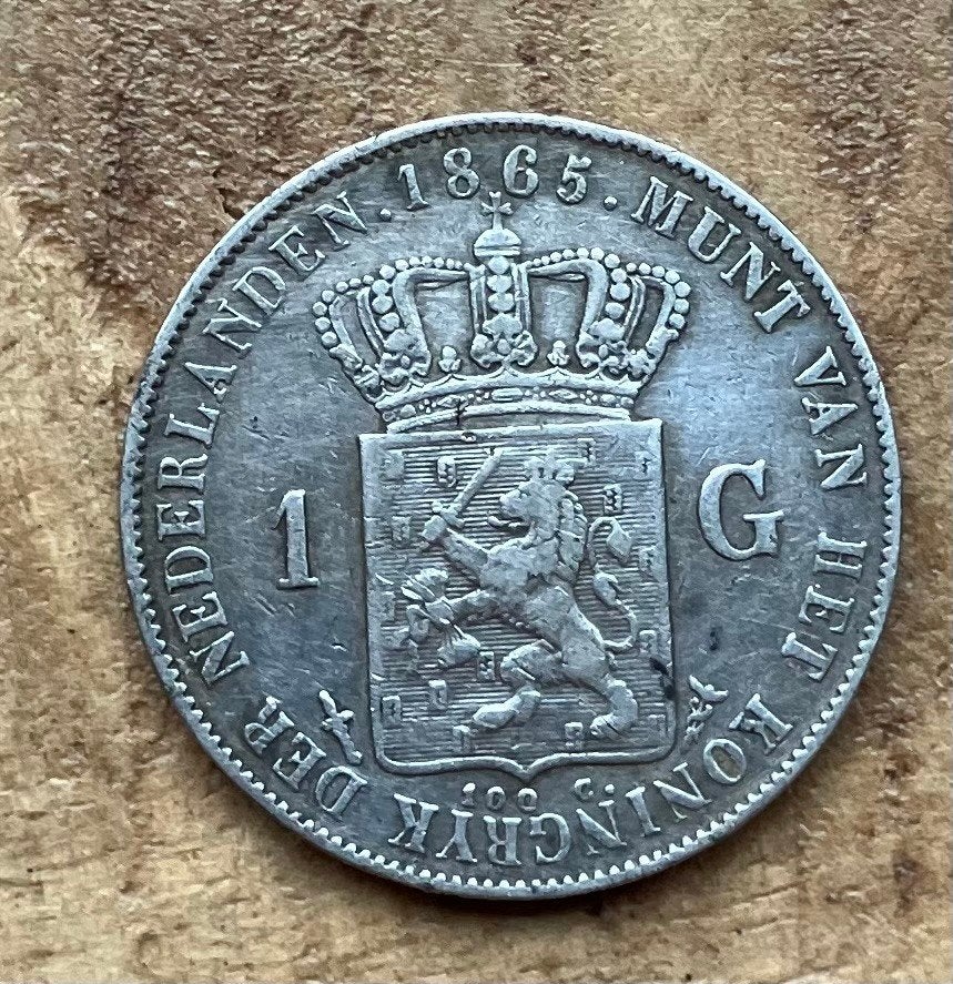 1 gulden 1865 Willem III, Ophalen, 1 gulden, Koning Willem III, Zilver