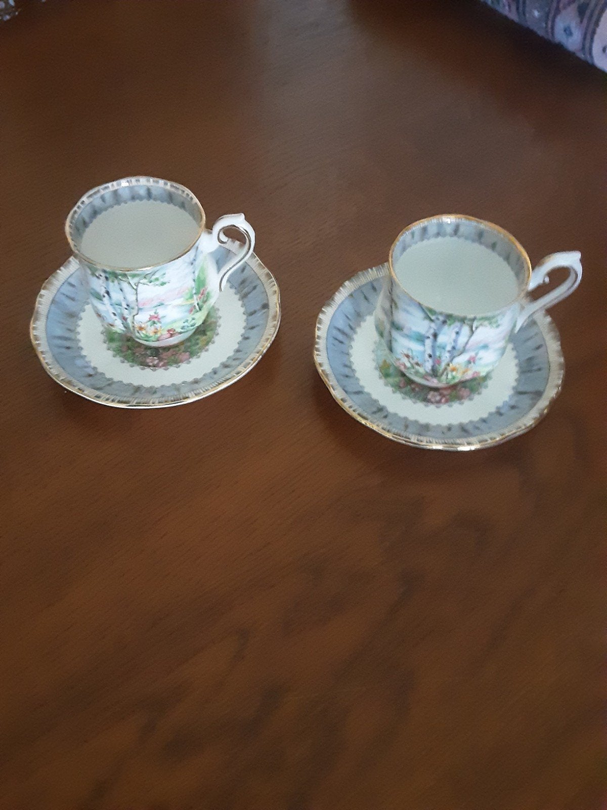 Royal Albert 2 mokka kop en schotels Silver Birch, Ophalen of Verzenden