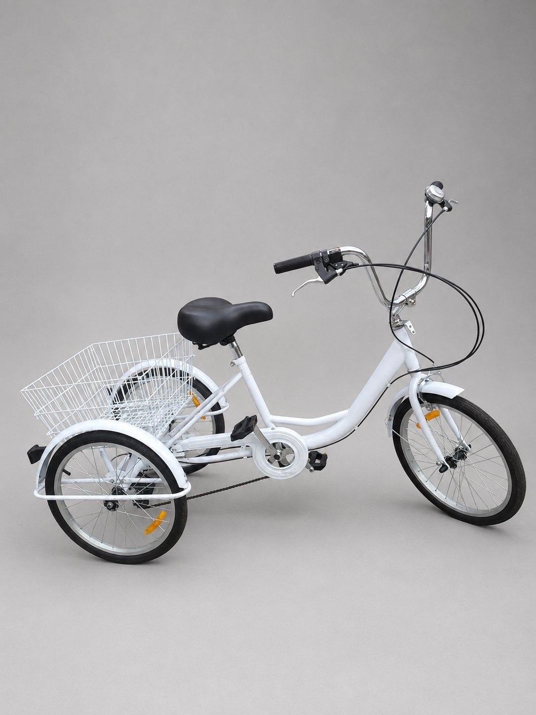 Witte driewieler met mand - Ideaal voor boodschappen, Ophalen, Nieuw, Velgrem, Verstelbare zitting