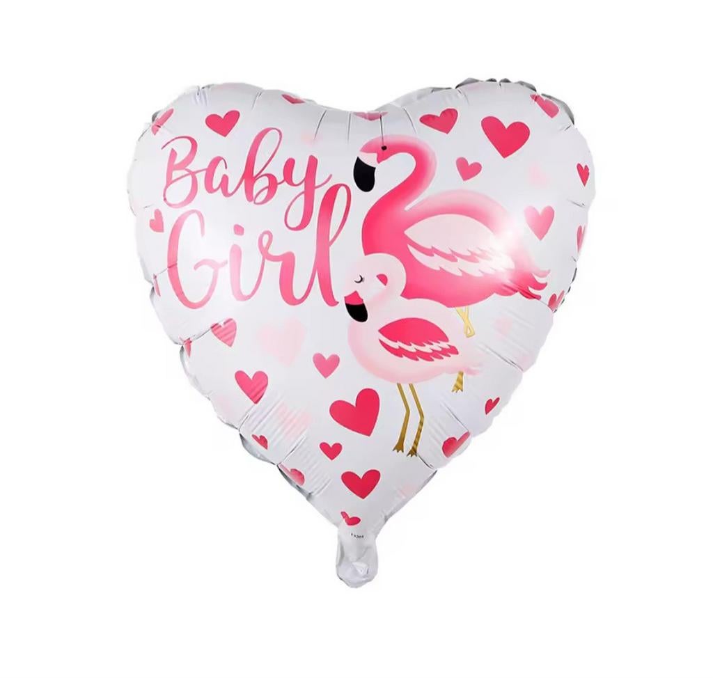 Folieballon Hart Baby Girl Flamingo Verjaardag Decora, Ophalen, Nieuw, Versiering, Geboorte of Huwelijk