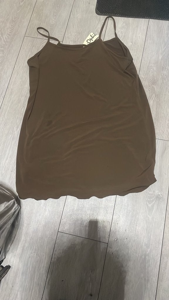 Bruine Ophilia slipdress / jurk met spaghettibandjes–, Kleding | Dames, Bruin, Maat 46/48 (XL) of groter, Nieuw, Ophalen of Verzenden
