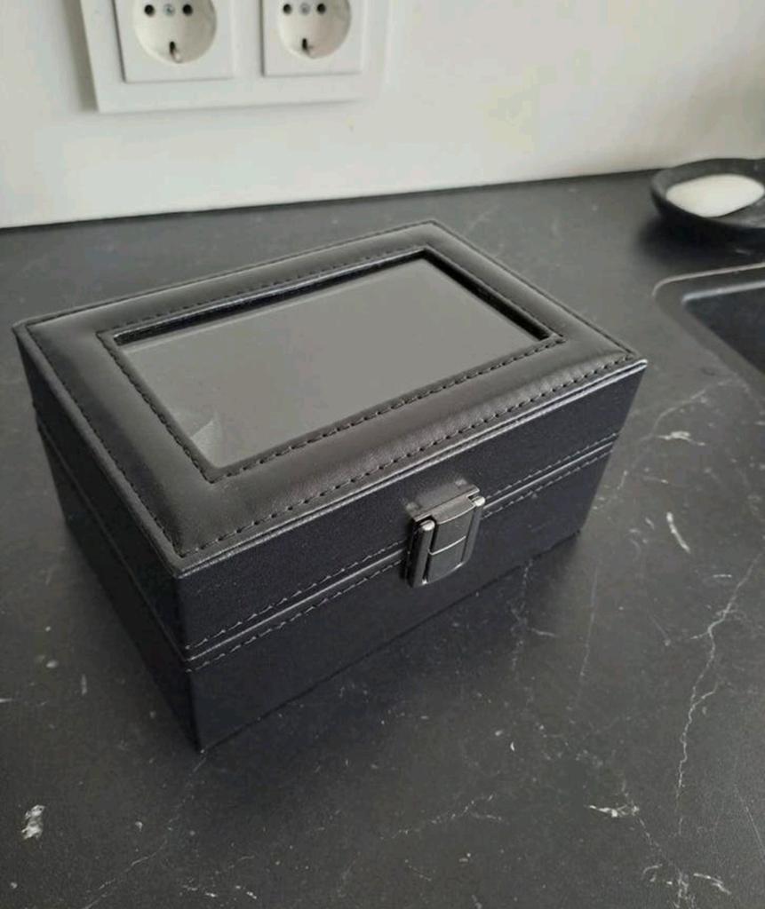 Horlogebox met 3 vakken zwart, Overige merken, Overige materialen, Polshorloge, 1960 of later