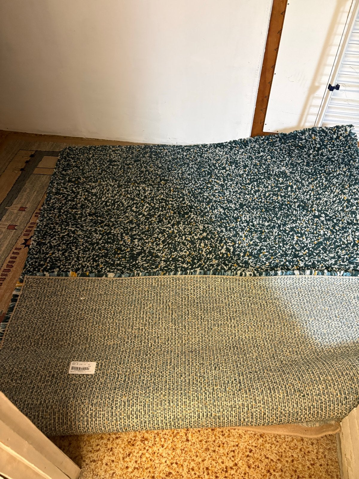 Vloerkleed Vorreslev Ikea hi groen/blauw met spikkels, Ophalen, Gebruikt, 100 tot 150 cm, 150 tot 200 cm