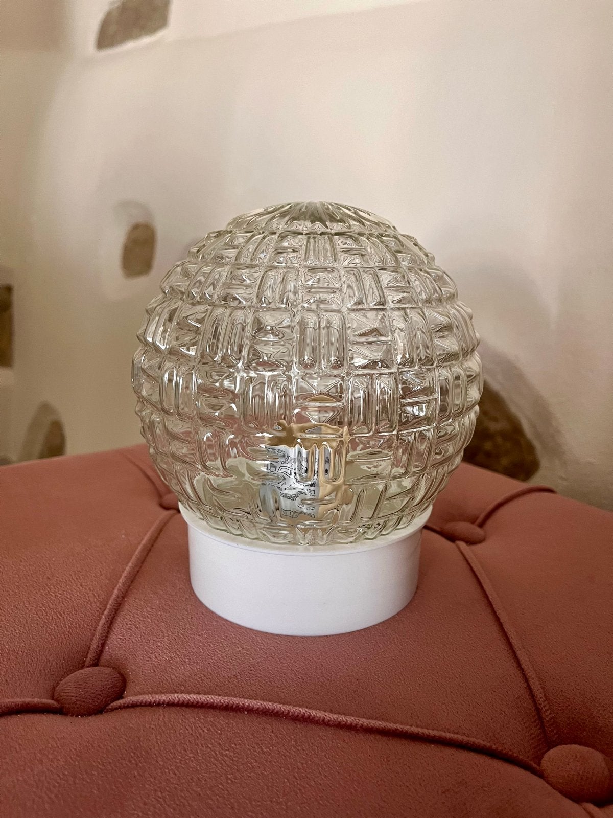 Hollywood Regency Vintage glazen bol lamp, Ophalen of Verzenden