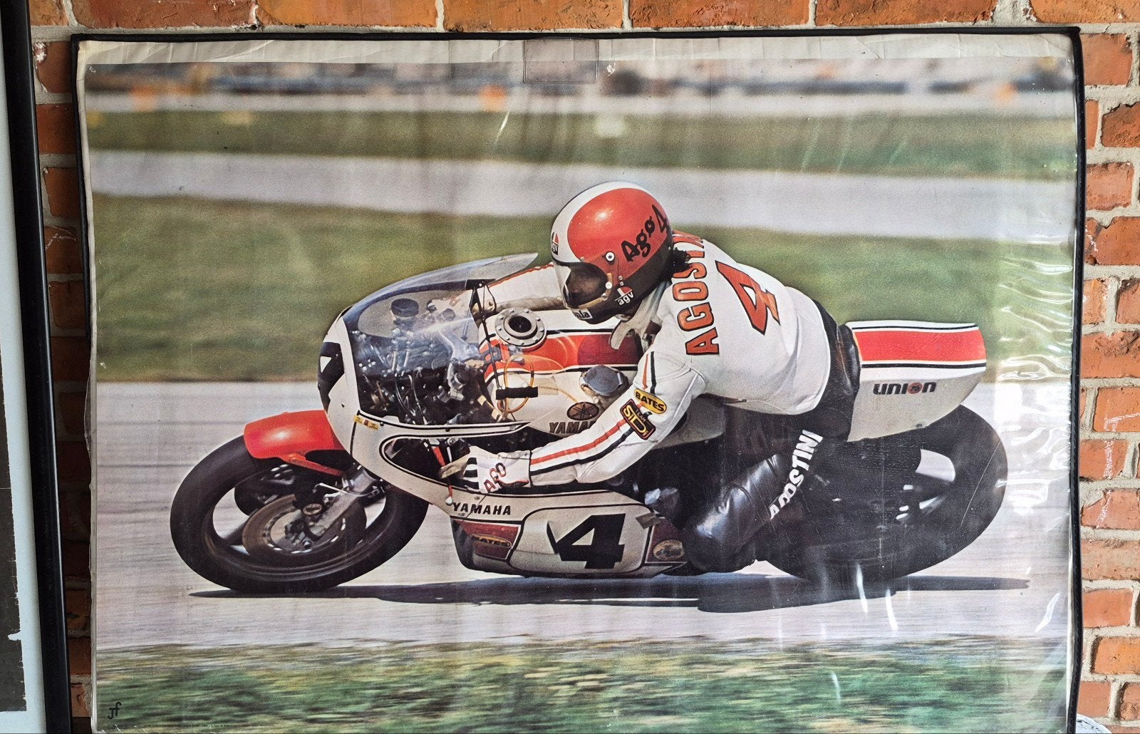 Agostini / Yamaha Oude Originele Affiche - 120x68 cm, Verzamelen, Ophalen of Verzenden, Gebruikt, Motoren
