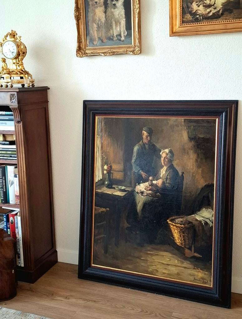 Oud schilderij 90x100 nageschilderd Bernard de Hoog, Antiek en Kunst, Kunst | Schilderijen | Klassiek, Ophalen