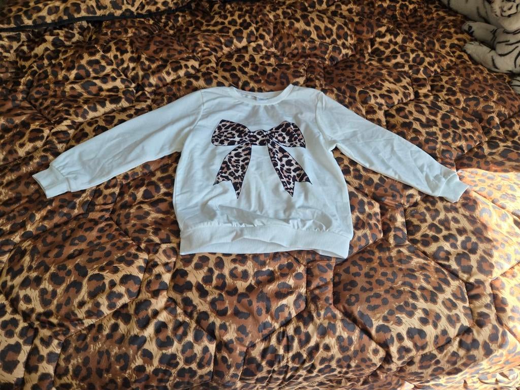 Nieuwe Witte Sweater met Tijgerprint Strik - Maat 128, Kinderen en Baby's, Kinderkleding | Maat 128, C&A, Meisje, Trui of Vest