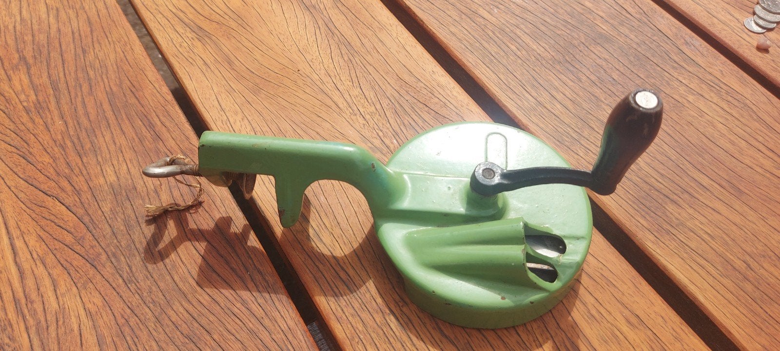 Vintage groene handmatige snijbonensnijder, Ophalen of Verzenden