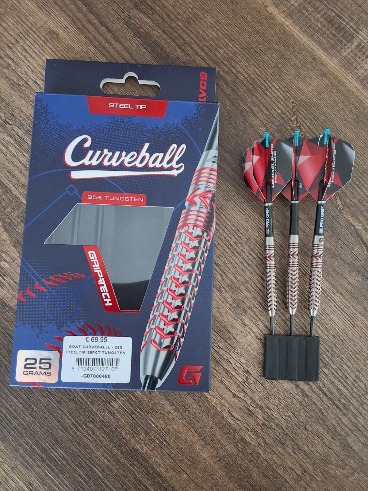 GOAT Curveball 25G Steel Tip Darts 95% Tungsten, Sport en Fitness, Darts, Ophalen, Nieuw, Pijlen