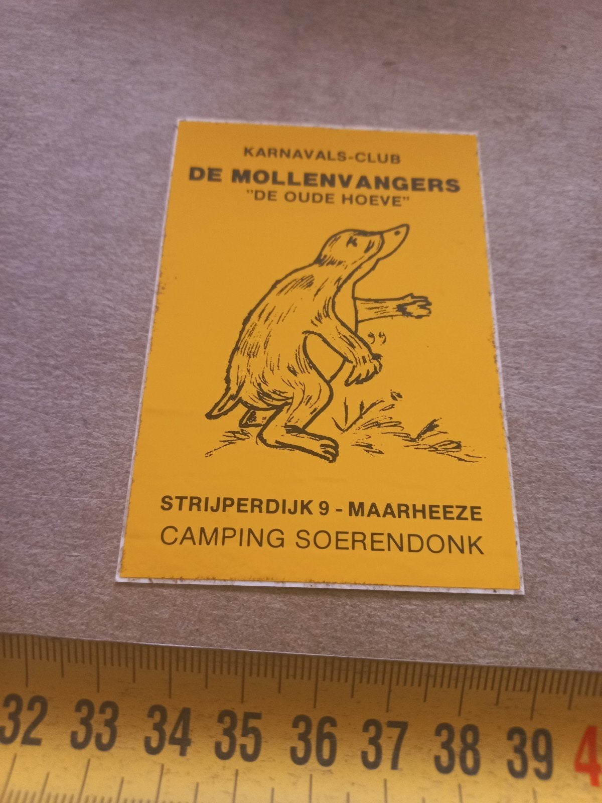 Vintage sticker Karnavals-Club De Mollenvangers, Ophalen of Verzenden, Gebruikt
