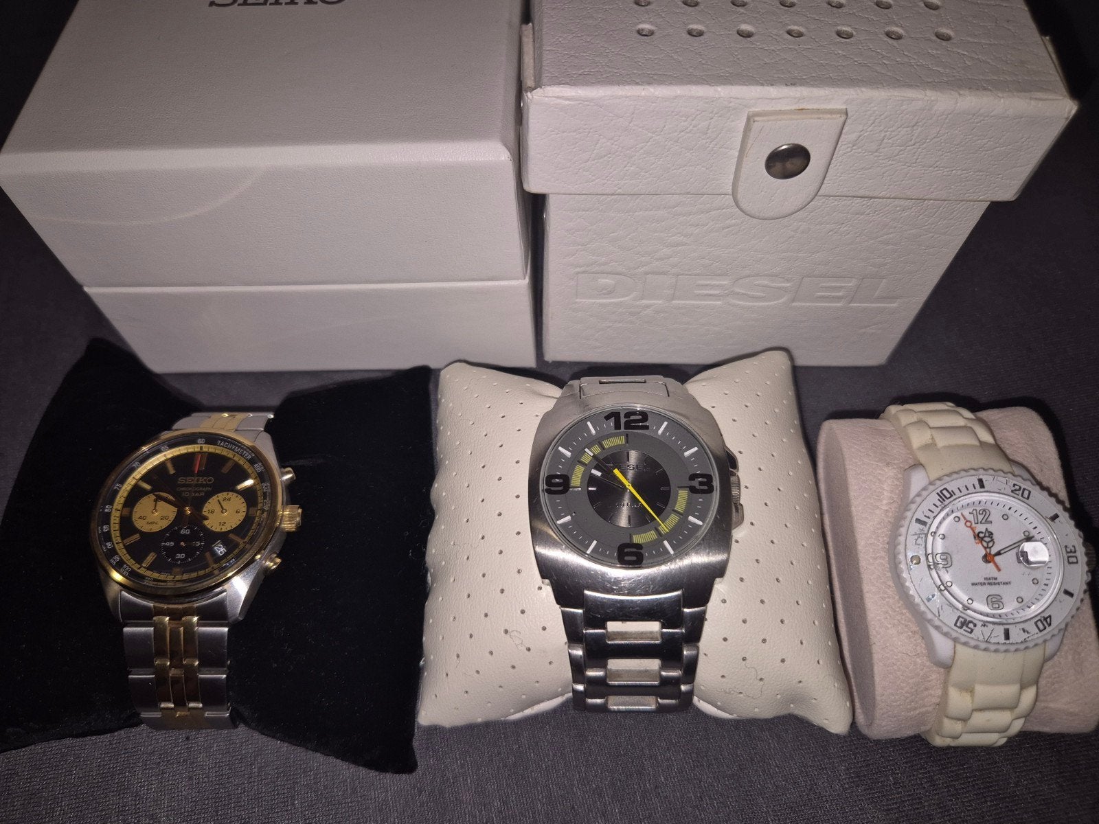 3 horloges: Seiko, Diesel en Ice Watch, Gebruikt, Staal, Polshorloge, Ophalen of Verzenden