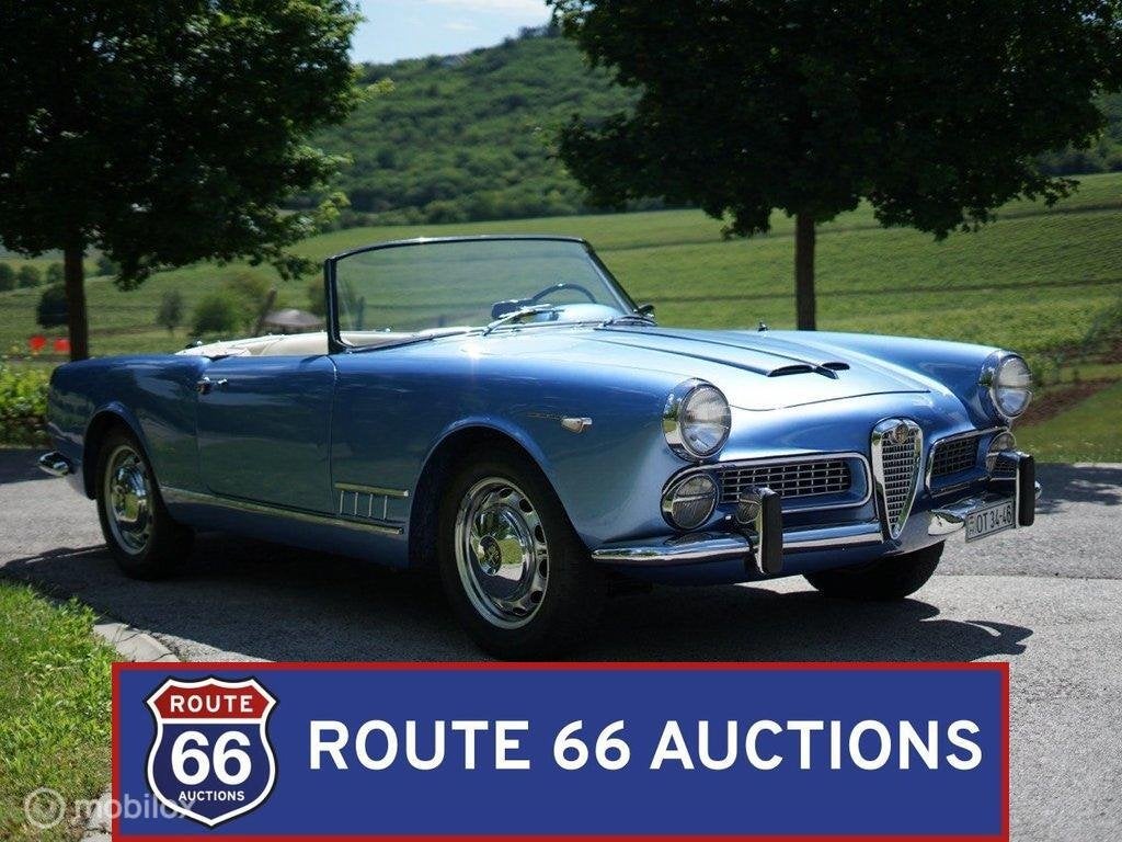 Alfa Romeo 2000 Spider Touring | 1960 | Route 66 Auctions, Overige carrosserieën, Zwart, Bedrijf, Handgeschakeld