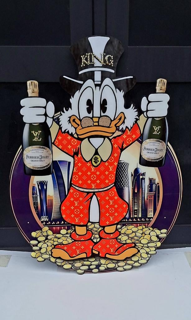 Mooi fantasy design pop-art werk van Dagobert Duck🥂💰, ., Overige typen, Nieuw, Ophalen of Verzenden