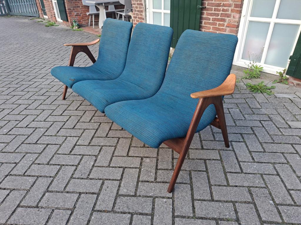 Vintage 3-zits bank Louis van Teeffelen (Webe), Antiek en Kunst, Antiek | Meubels | Stoelen en Banken, Ophalen