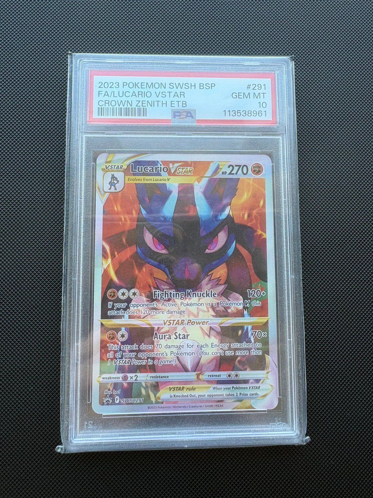 Lucario Vstar SWSH291 Crown Zenith ETB Promo PSA 10, Ophalen of Verzenden, Zo goed als nieuw