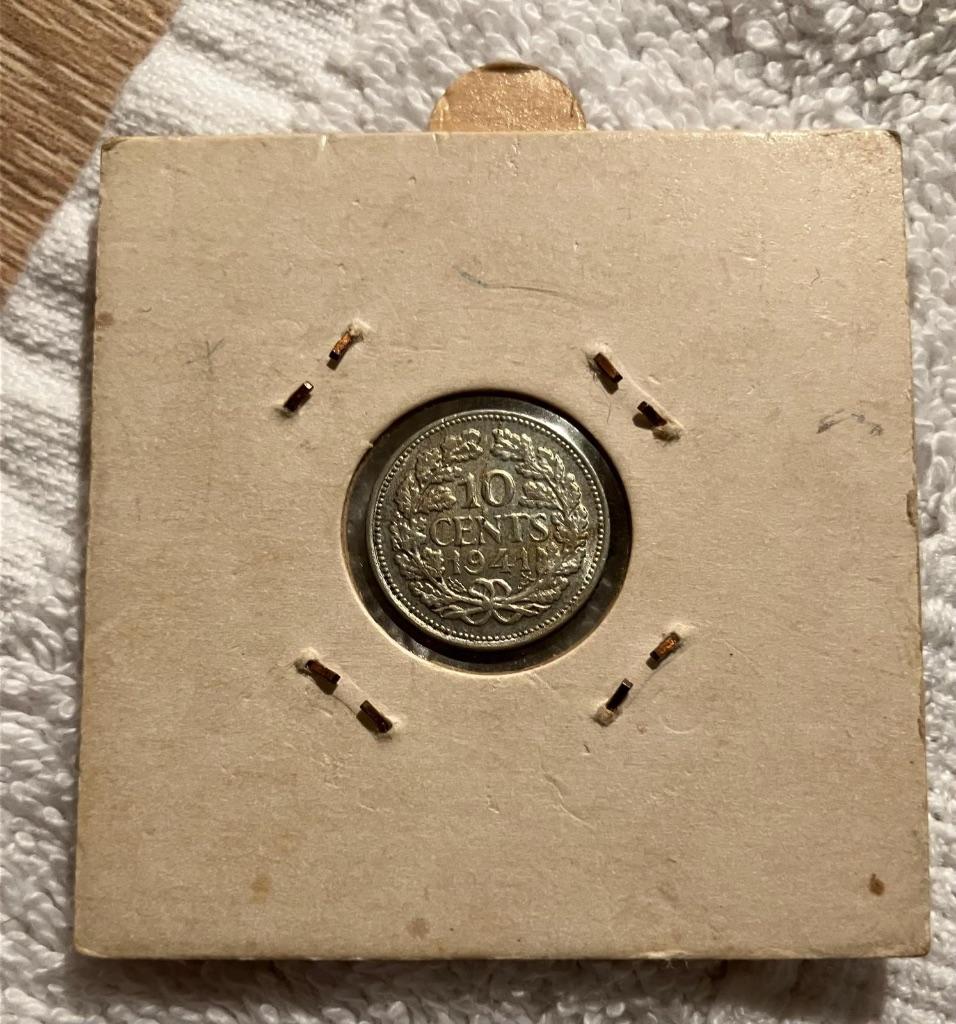 Zilveren Dubbeltje, Wilhelmina Munt, 10 cent, uit 1941., Postzegels en Munten, Munten | Nederland, Zilver, Ophalen of Verzenden