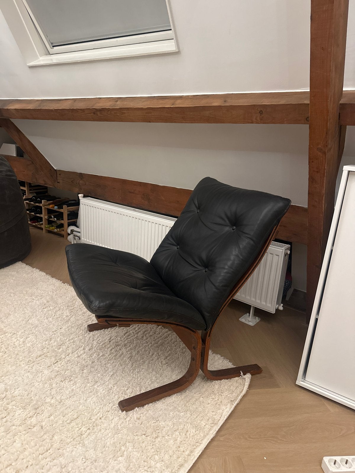 Siesta stoel, origineel vintage design, zwart leer, Ophalen of Verzenden