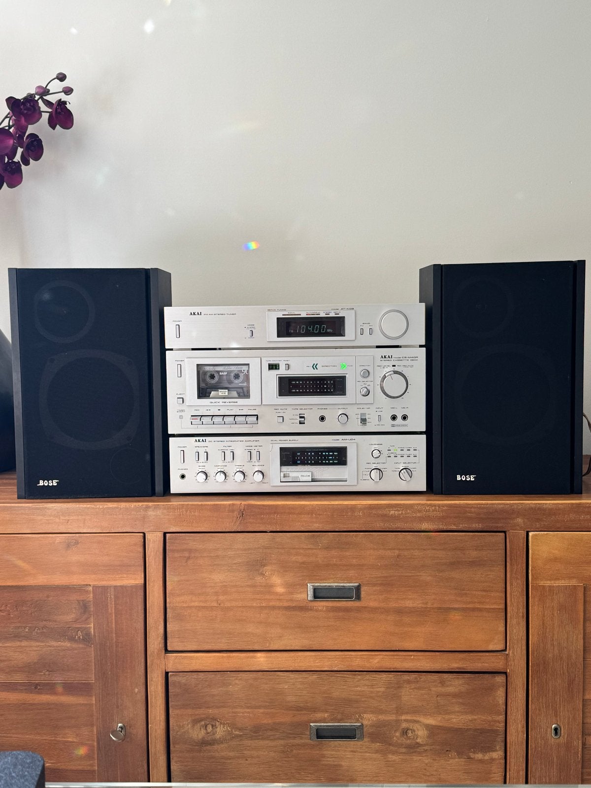 Akai Stereo Set met Bose Speakers - Vintage Audio Systeem, Ophalen, Gebruikt, Cassettedeck, Losse componenten