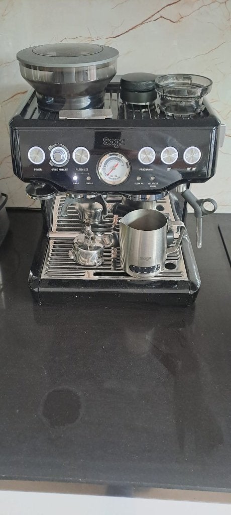 Sage Barista Express zwart met accessoires, Ophalen, Gebruikt, Espresso apparaat, Koffiebonen