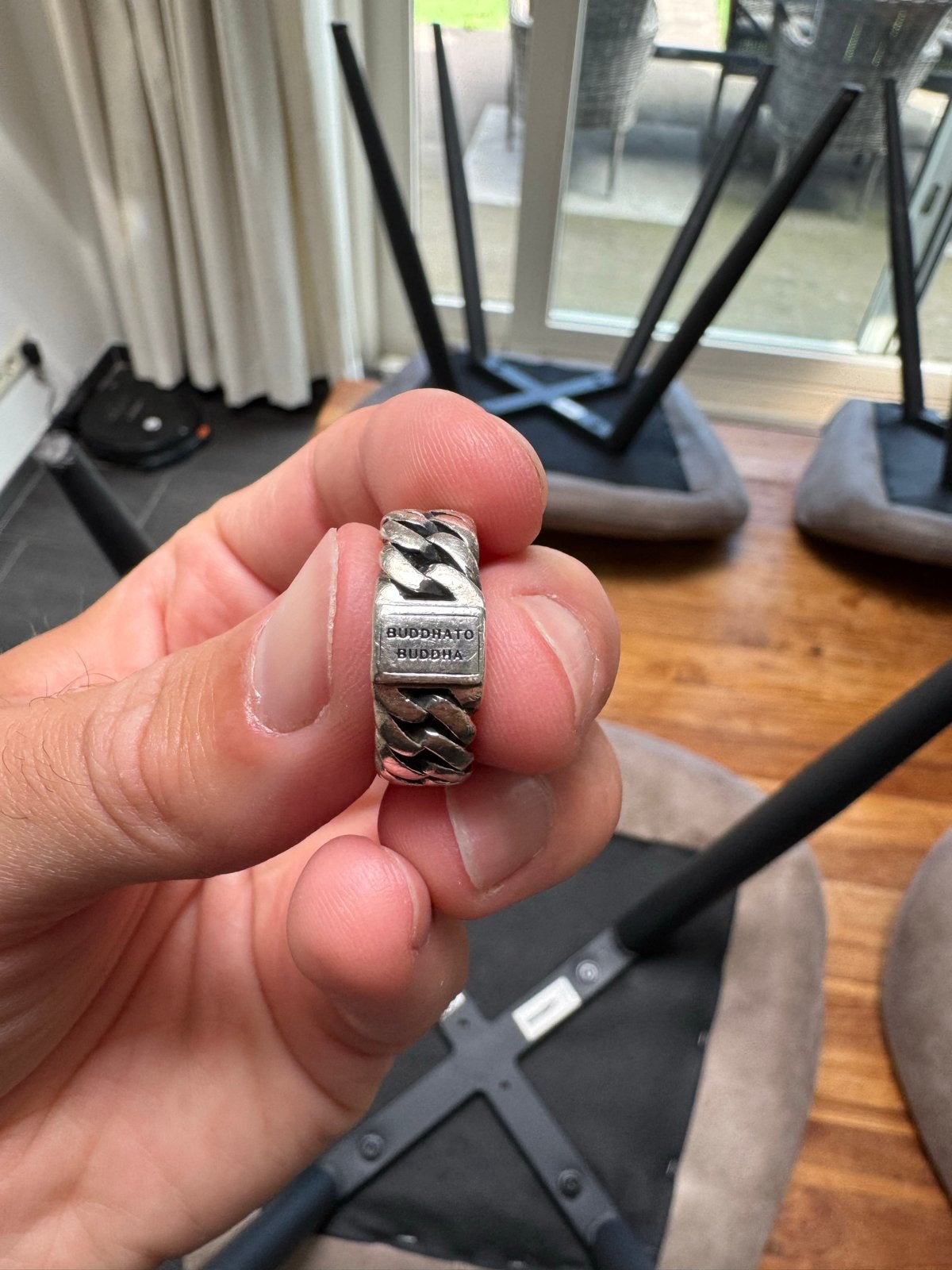 Buddha to Buddha Ring - Zilveren Schakelring, 18 tot 19, Gebruikt, Ophalen of Verzenden, Dame of Heer