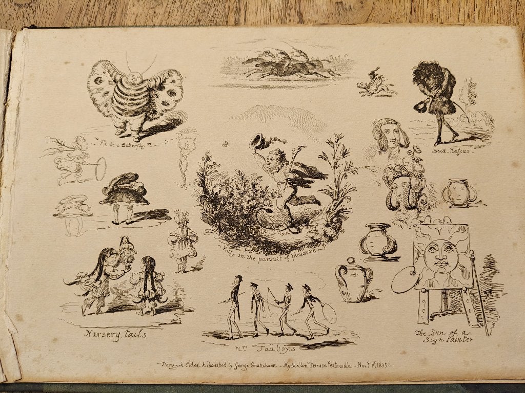 George Cruikshank boek met tekeningen, Antiek en Kunst, Kunst | Tekeningen en Foto's, Ophalen of Verzenden, Ets, Print/reproductie