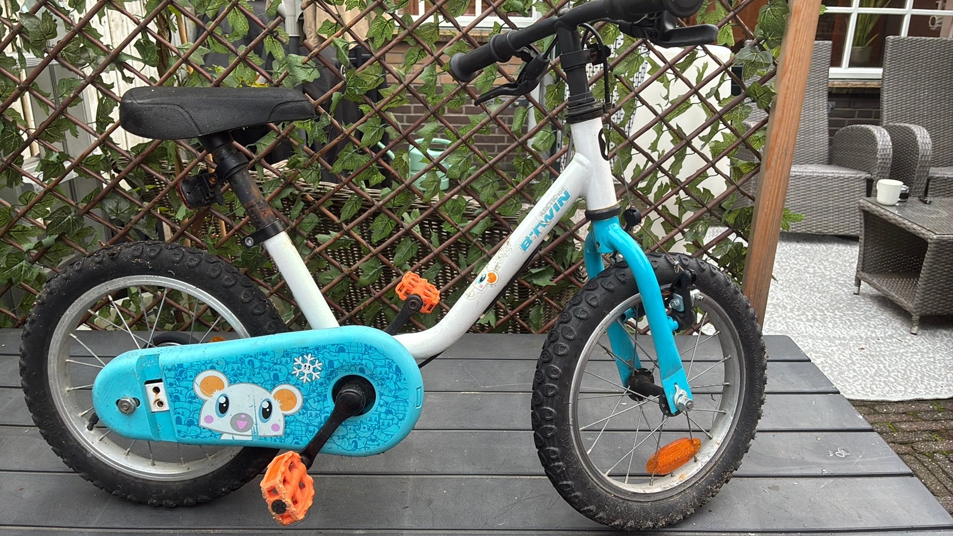 Leuke jongens fiets, wit/blauw, 14 inch, Fietsen en Brommers, Ophalen, Gebruikt, Minder dan 16 inch