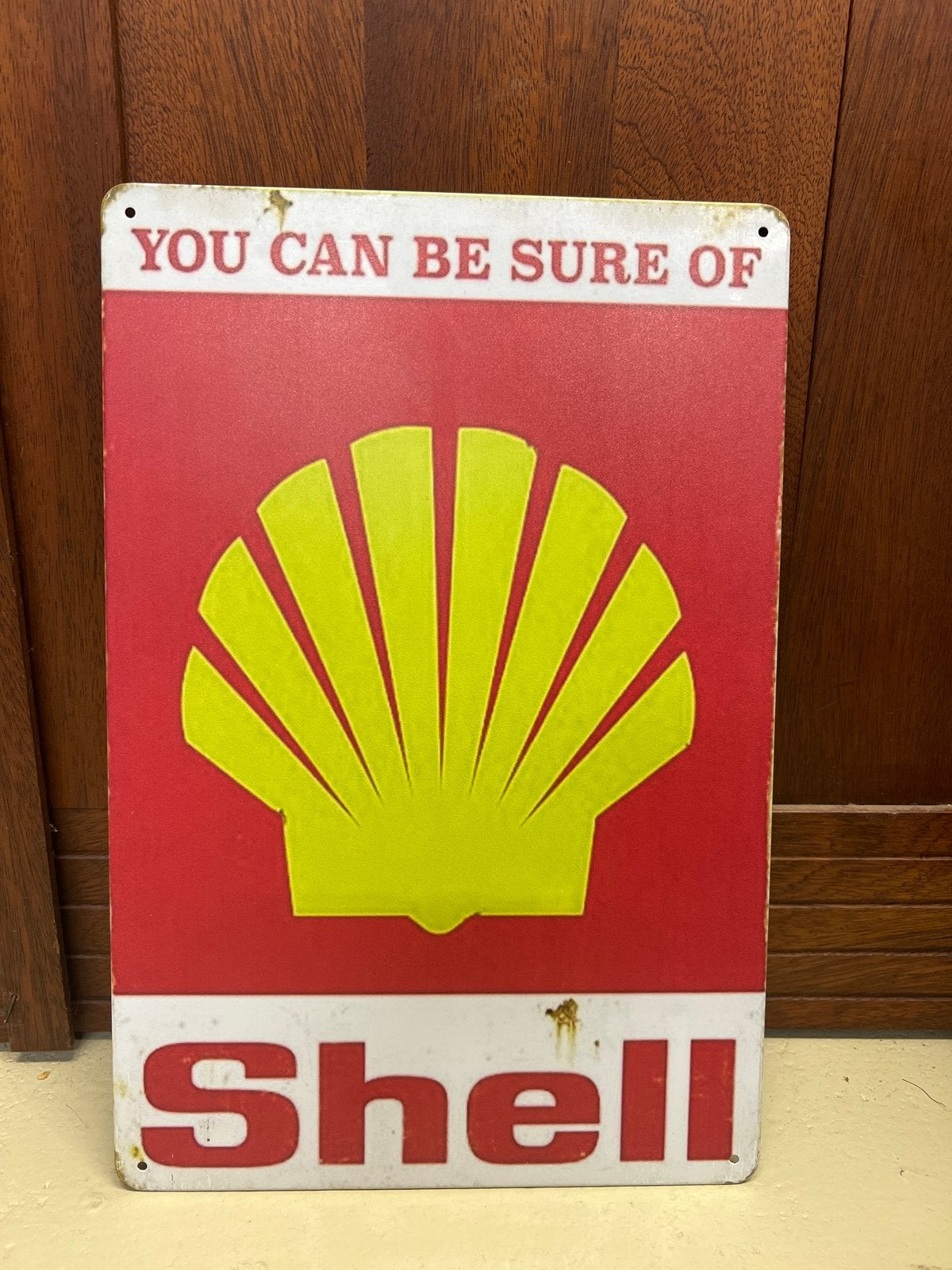 Vintage Shell Reclamebord - "You Can Be Sure Of Shell", Reclamebord, Ophalen of Verzenden, Zo goed als nieuw, X