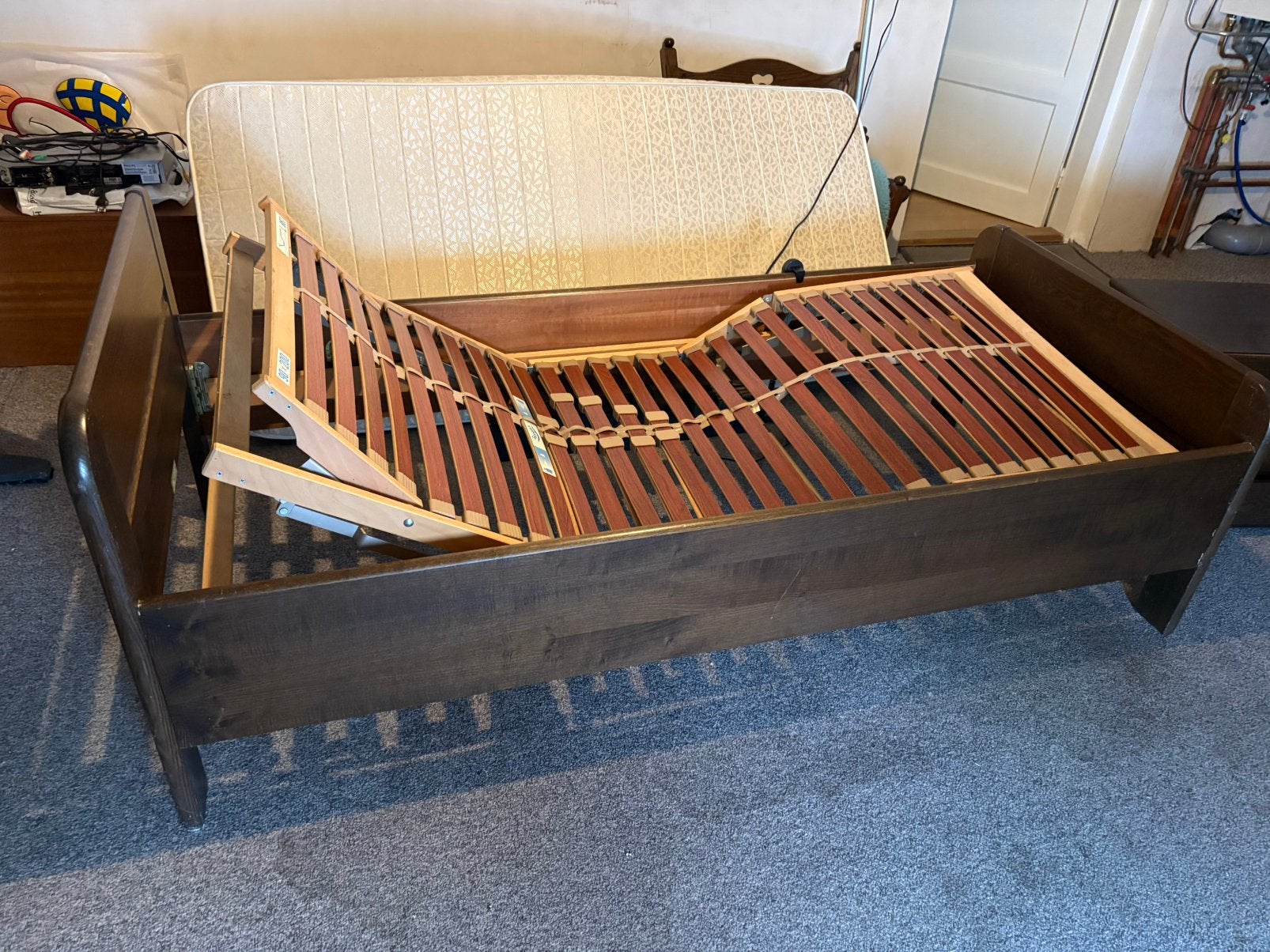 Seniorenbed, Ophalen, 90 cm, Eenpersoons, Bruin