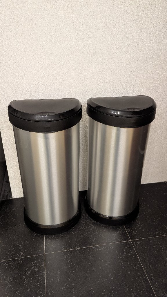 Curver Decobin Push Prullenbak Zilver/Zwart 40L 2 stuks, 50 – 75, Kunststof, 40 liter of meer, Ophalen of Verzenden