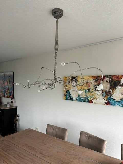 Plafondlamp - dimbaar, Ophalen, Zilver, Dimbaar, Zo goed als nieuw