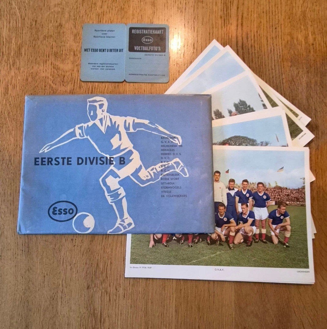 Complete set Esso voetbalplaten 1958/59 Eerste Divisie B, Gebruikt, Ophalen of Verzenden, Postbus 5120 Rotterdam, Overige binnenlandse clubs