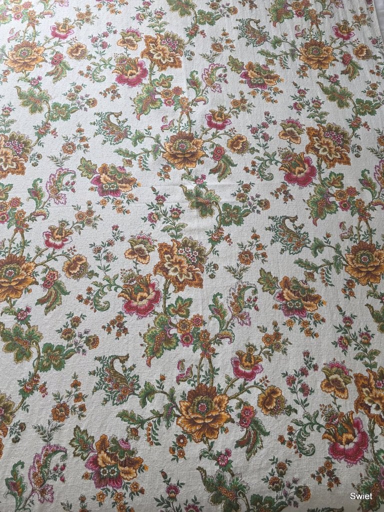2443 Set Franse brocante gordijnen met bloemenmotief swiet, Huis en Inrichting, Verzenden, Zo goed als nieuw, Groen
