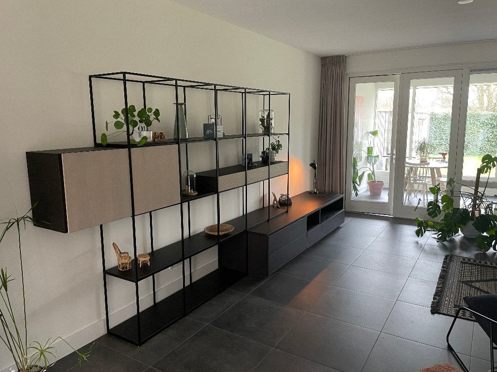 Prachtig wandmeubel Piet Klerkx, Huis en Inrichting, Ophalen, Met deur(en), Eikenhout, 300 cm of meer
