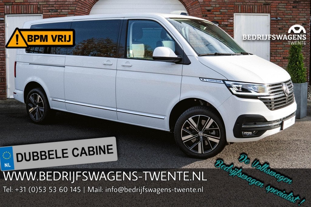 Volkswagen Caravelle T6.1 204 pk L2H1 Highline 2x Elek. Schu, Auto's, Gebruikt, Volkswagen, Wit, Leder
